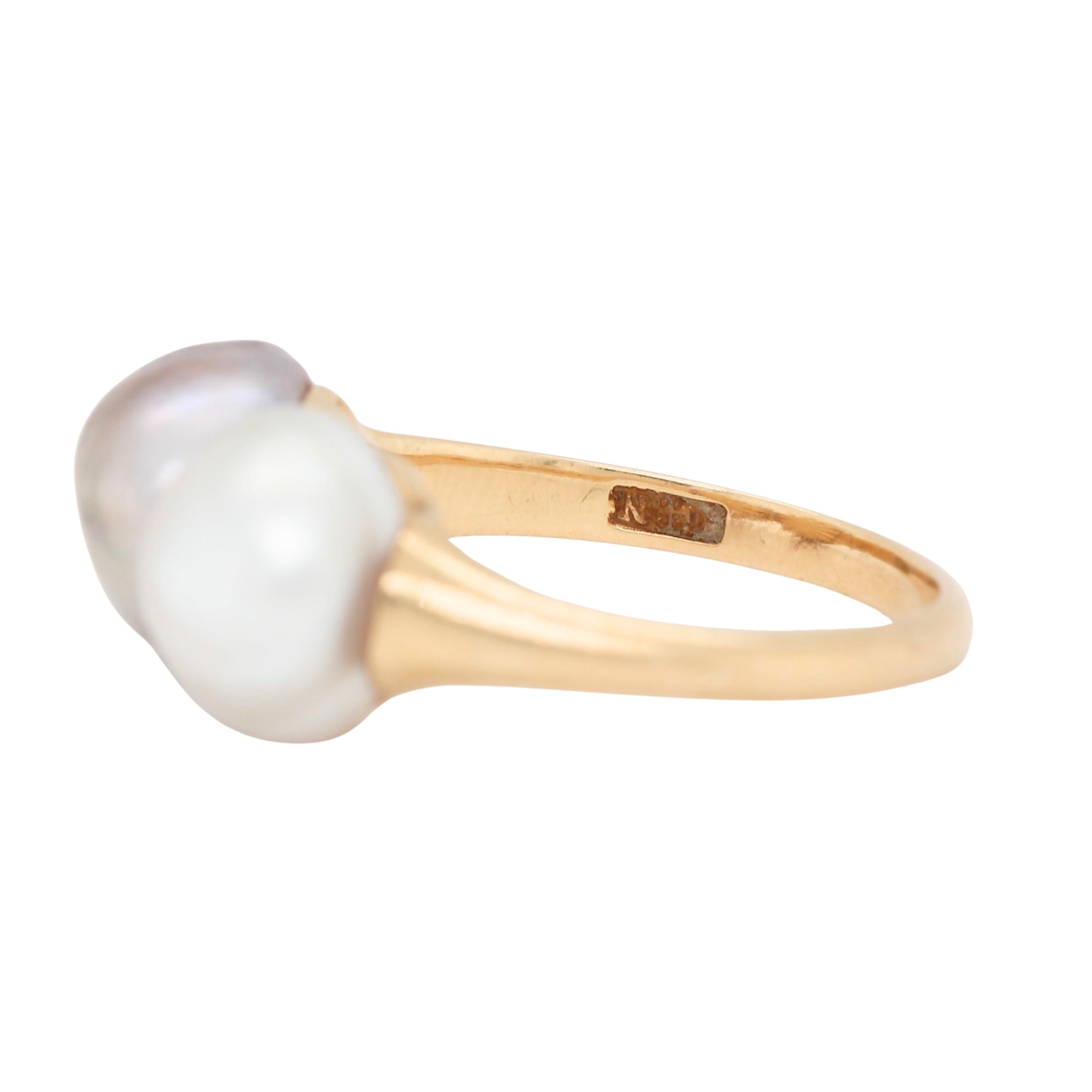 Natural Blister Pearl Double Ring-Charlotte Sayers Antique Jewellery