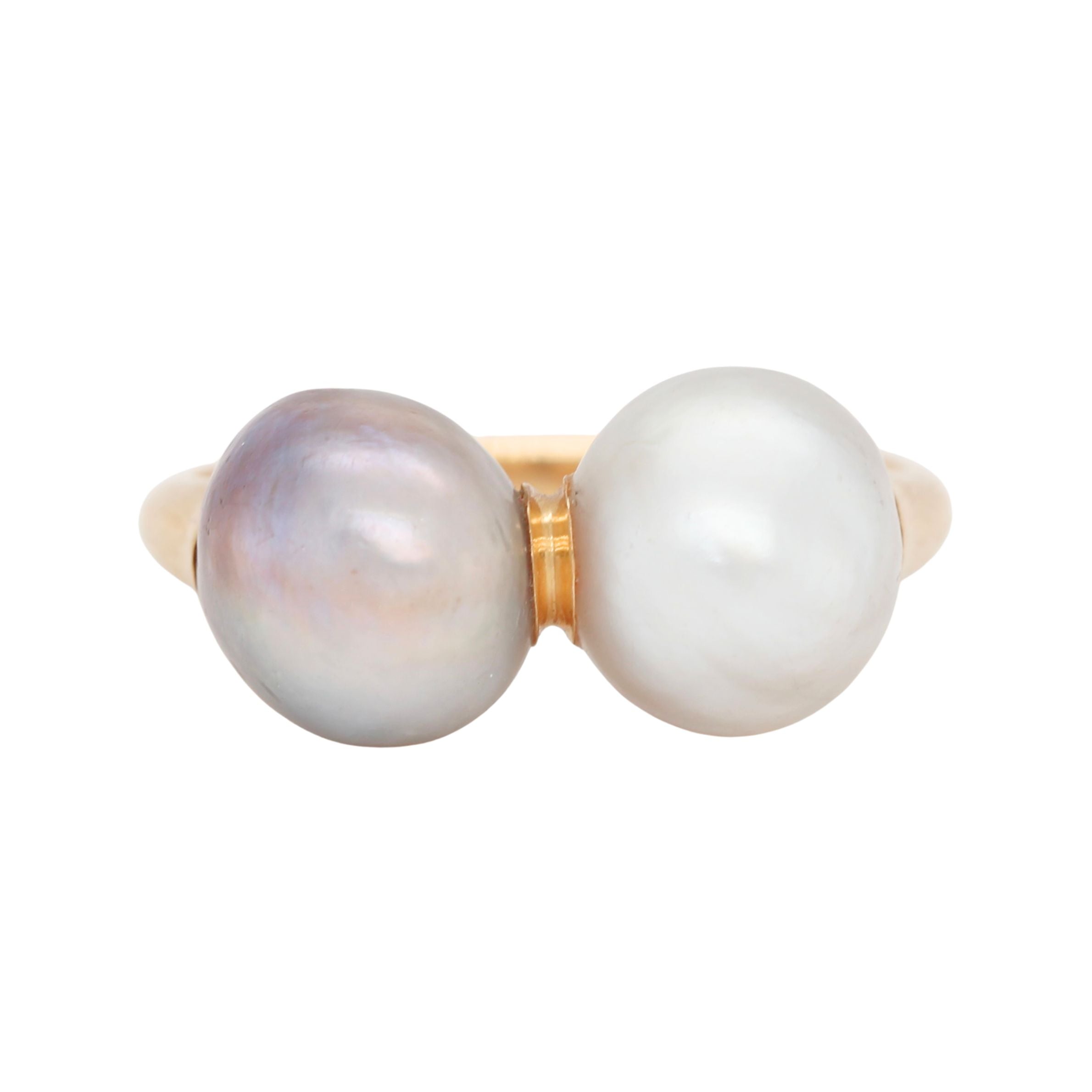 Natural Blister Pearl Double Ring-Charlotte Sayers Antique Jewellery