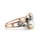 Natural Bouton Two Colour Pearl and Diamond Ring-Charlotte Sayers Antique Jewellery