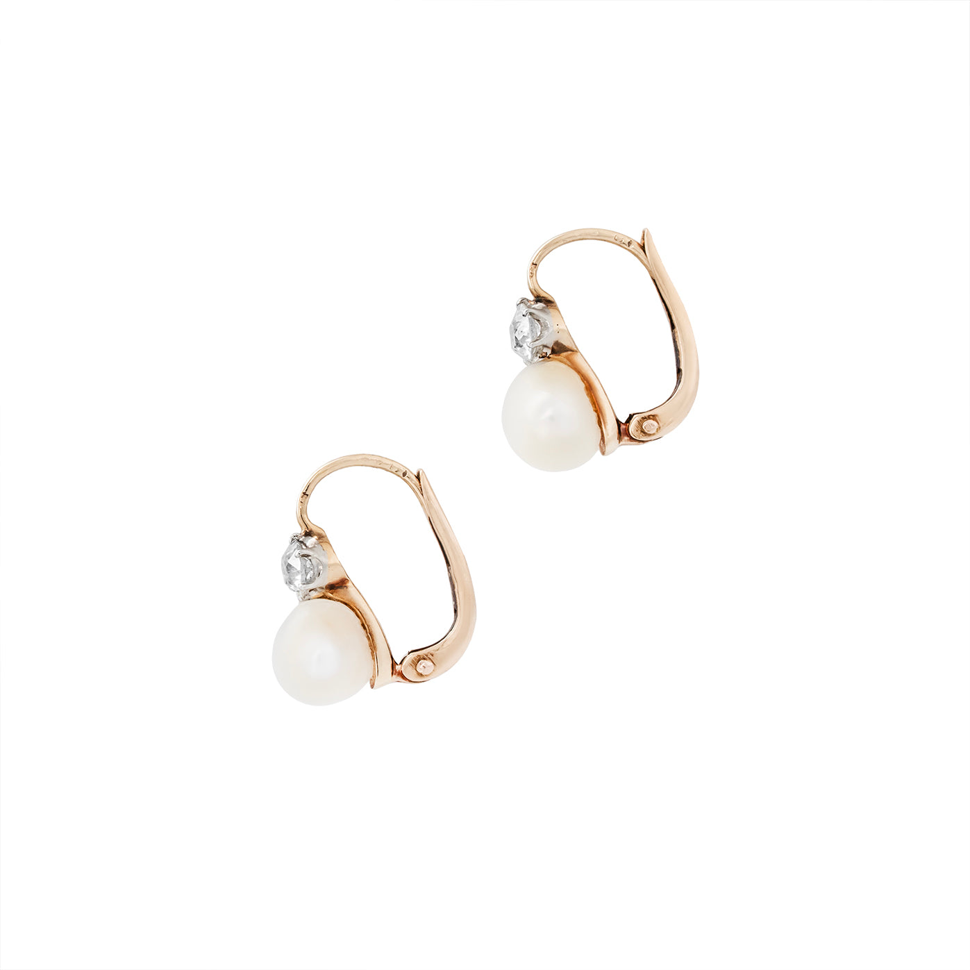Natural Peal and Diamond Earrings-Charlotte Sayers Antique Jewellery