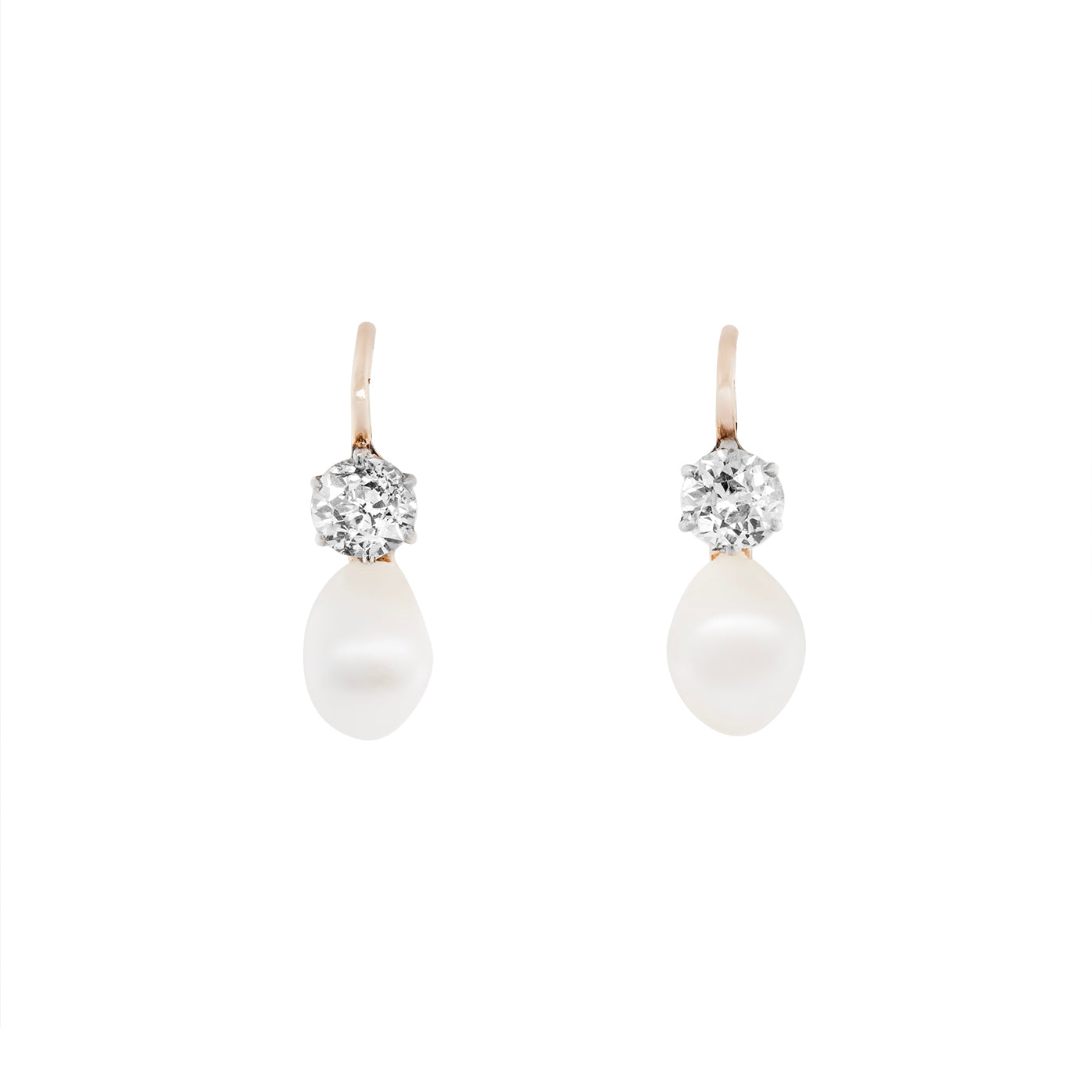 Natural Peal and Diamond Earrings-Charlotte Sayers Antique Jewellery