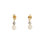 Natural Pearl Diamond Earrings-Charlotte Sayers Antique Jewellery