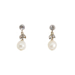 Natural Pearl Diamond Earrings-Charlotte Sayers Antique Jewellery