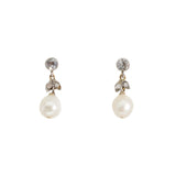 Natural Pearl Diamond Earrings-Charlotte Sayers Antique Jewellery