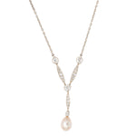 Natural Pearl Diamond Pendant Necklace-Charlotte Sayers Antique Jewellery