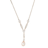 Natural Pearl Diamond Pendant Necklace-Charlotte Sayers Antique Jewellery