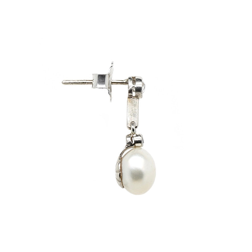 Natural Pearl and Diamond Earrings-Charlotte Sayers Antique Jewellery