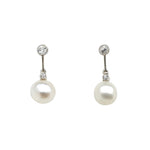 Natural Pearl and Diamond Earrings-Charlotte Sayers Antique Jewellery