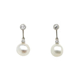 Natural Pearl and Diamond Earrings-Charlotte Sayers Antique Jewellery