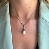 Natural Pearl and Diamond Pendant-Charlotte Sayers Antique Jewellery