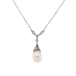 Natural Pearl and Diamond Pendant-Charlotte Sayers Antique Jewellery