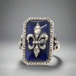 Nineteenth Century French Blue Glass and Diamond Fleur De Lys Ring-Charlotte Sayers Antique Jewellery