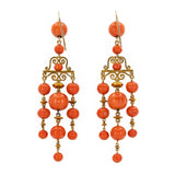 Nineteenth Century French Coral and Gold Earrings-Charlotte Sayers Antique Jewellery