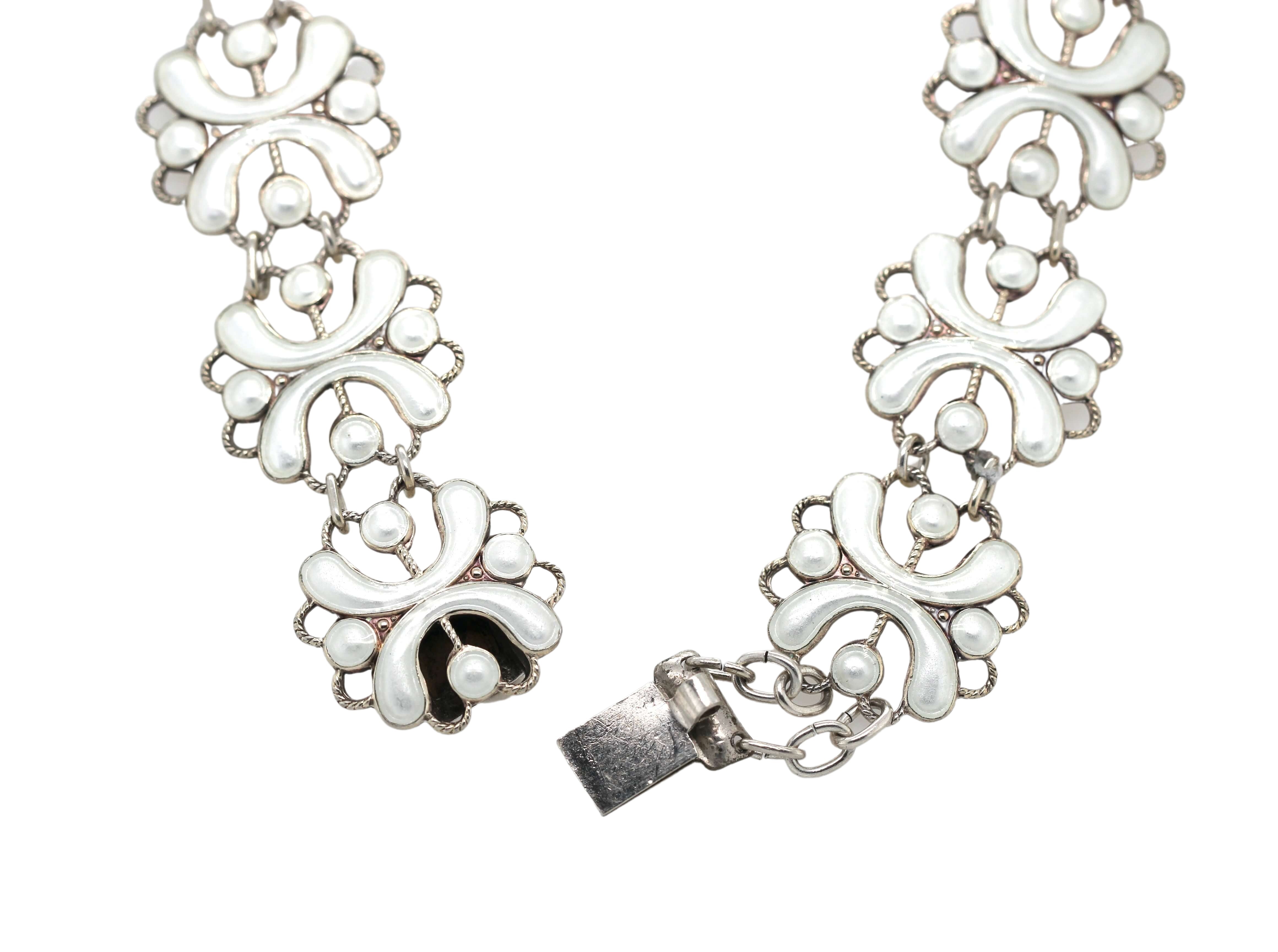 Norwegian White Enamel Necklace-Charlotte Sayers Antique Jewellery