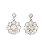 Old Cut Diamond Cluster Drop Earrings-Charlotte Sayers Antique Jewellery