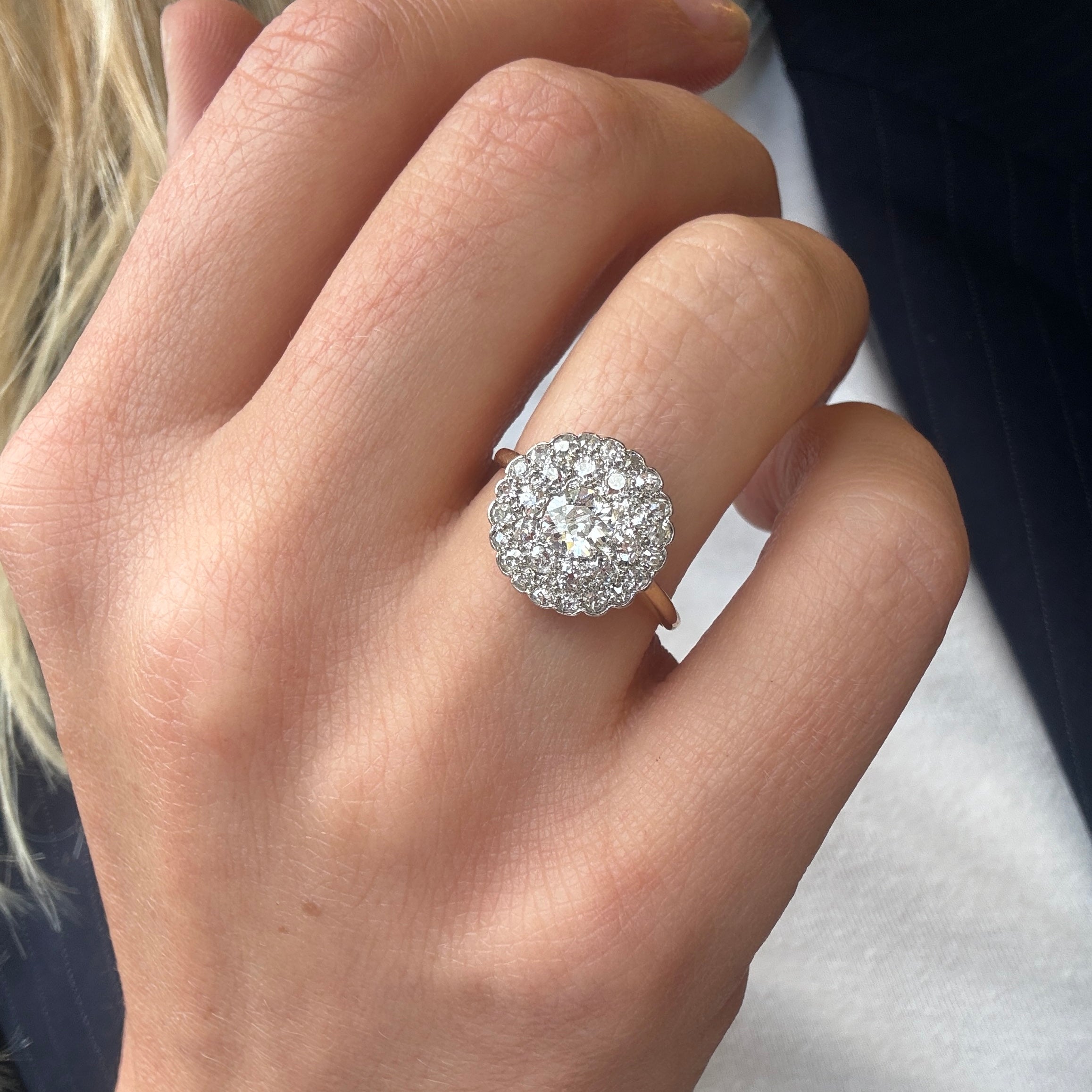 Old Cut Diamond Cluster Ring-Charlotte Sayers Antique Jewellery