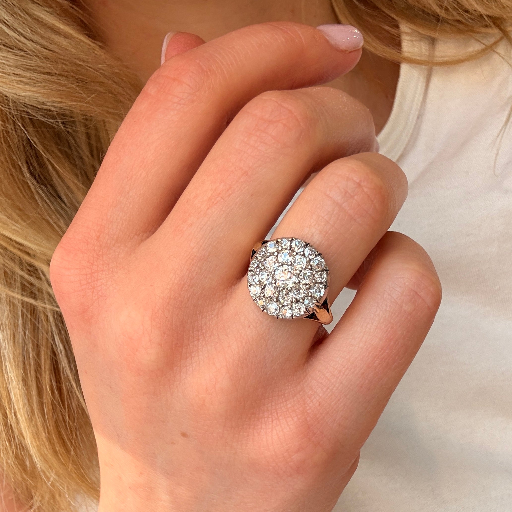 Old Cut Diamond Cluster Ring-Charlotte Sayers Antique Jewellery