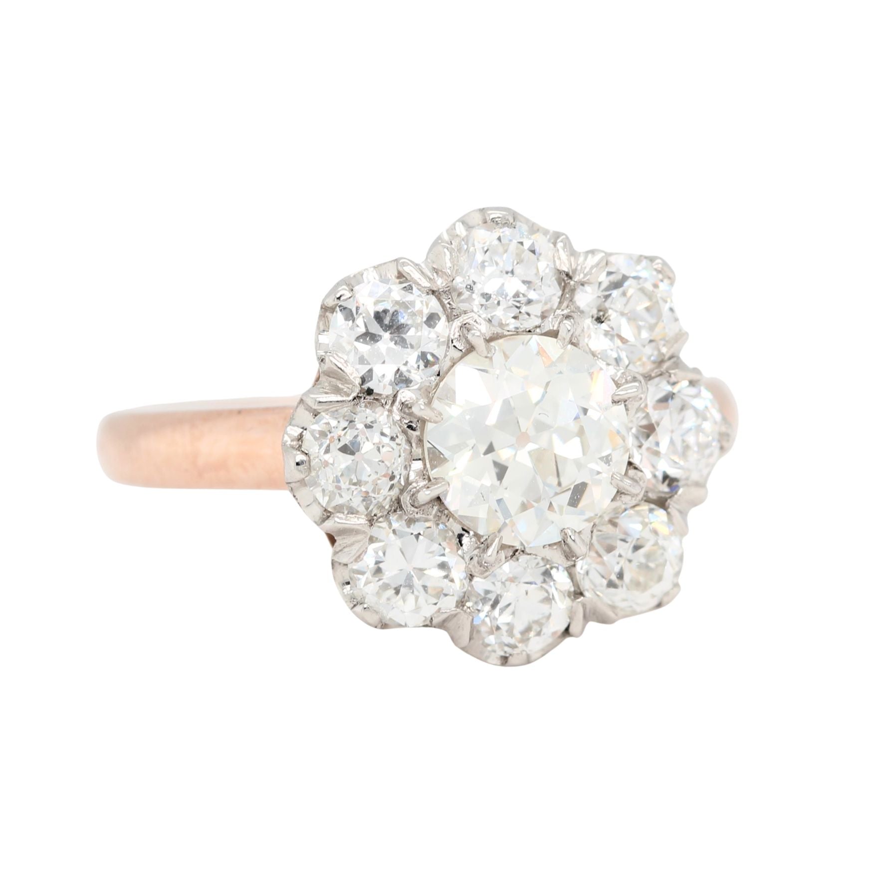 Old Cut Diamond Cluster Ring-Charlotte Sayers Antique Jewellery