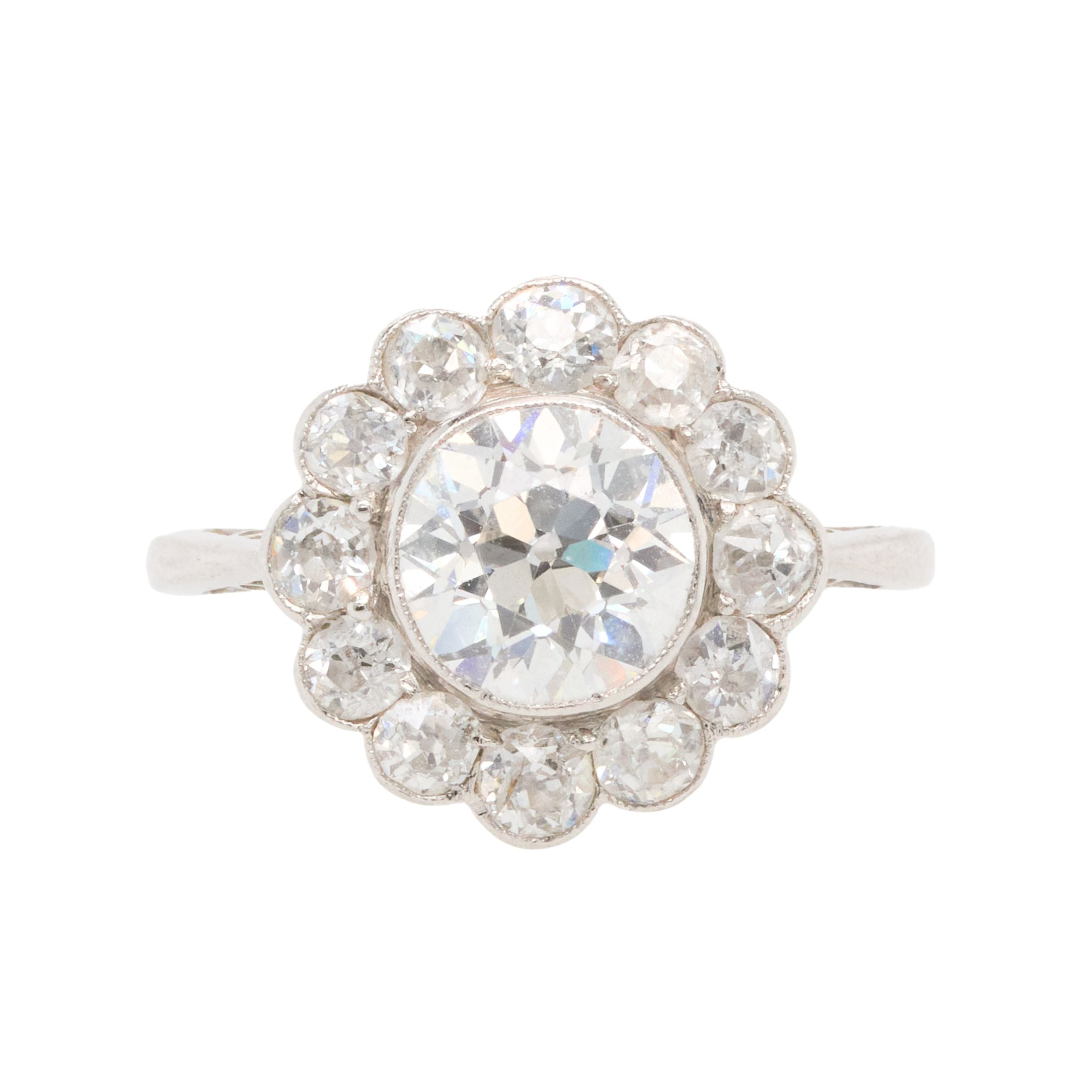 Old Cut Diamond Cluster Ring-Charlotte Sayers Antique Jewellery