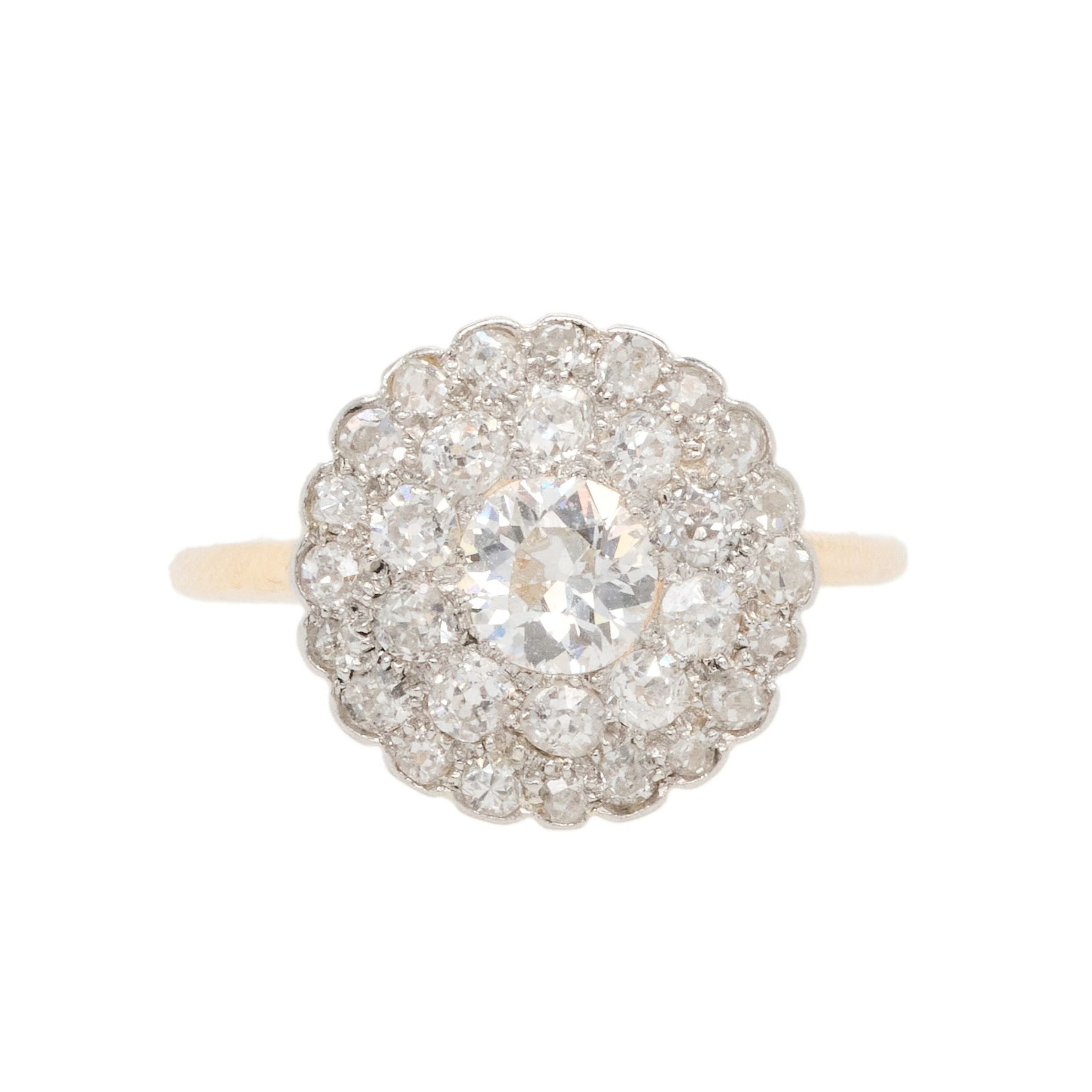 Old Cut Diamond Cluster Ring-Charlotte Sayers Antique Jewellery
