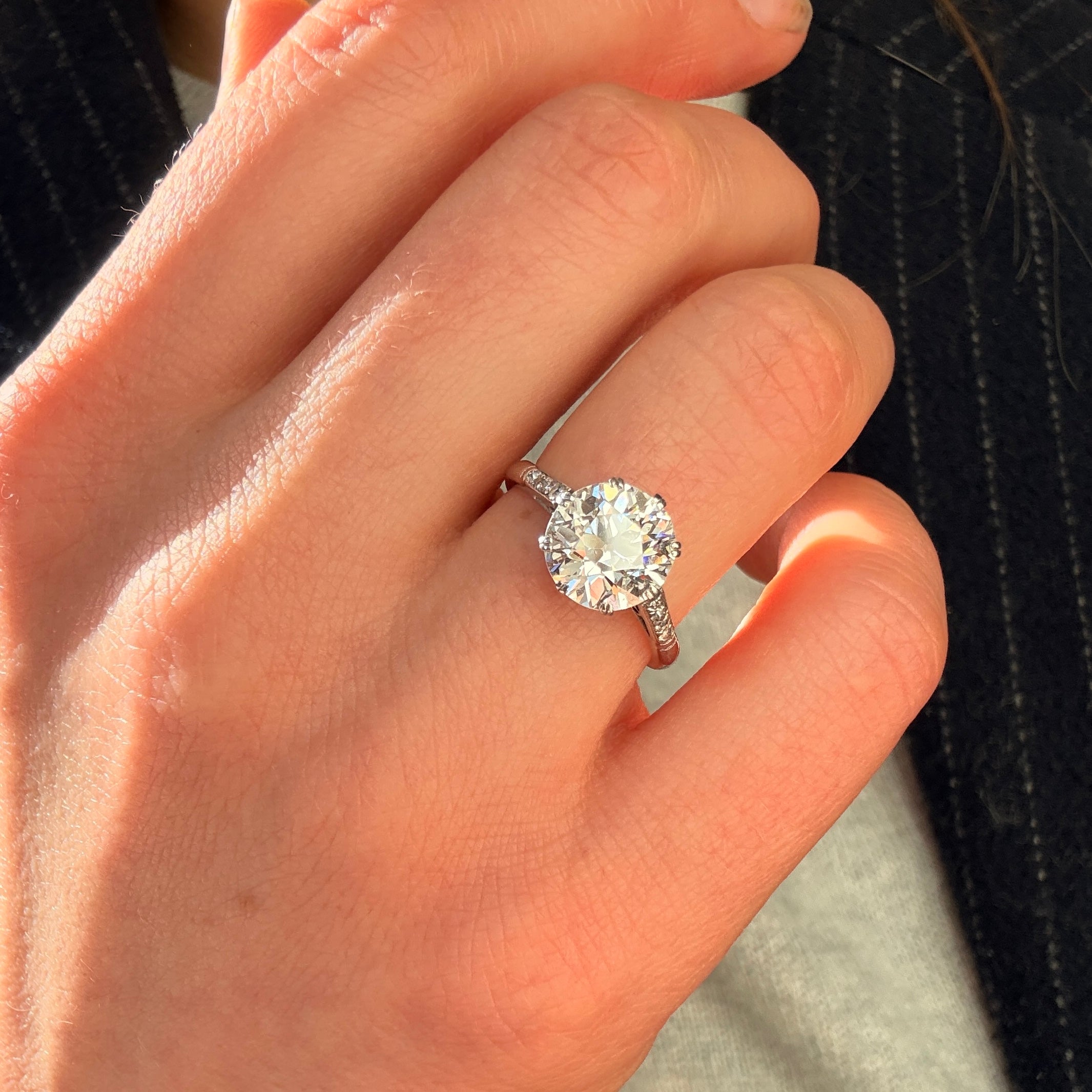 Old European Cut 2.50 Carat Diamond Solitaire Ring-Charlotte Sayers Antique Jewellery