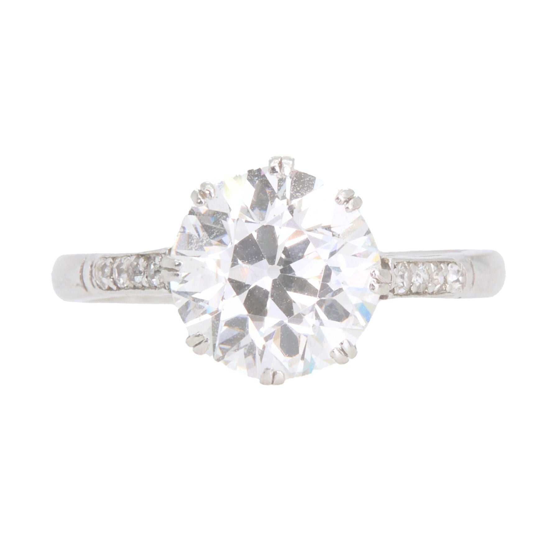 Old European Cut 2.50 Carat Diamond Solitaire Ring-Charlotte Sayers Antique Jewellery