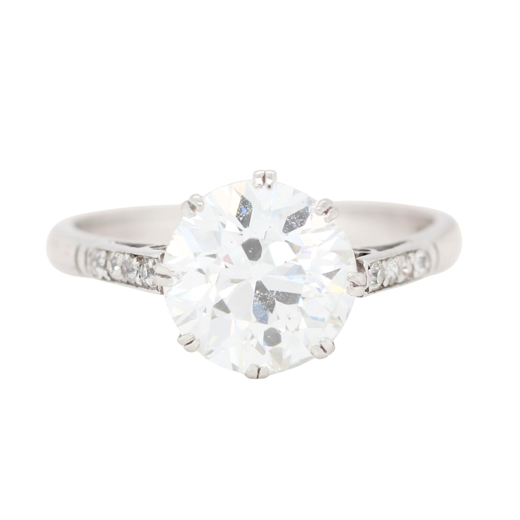 Old European Cut 2.50 Carat Diamond Solitaire Ring-Charlotte Sayers Antique Jewellery