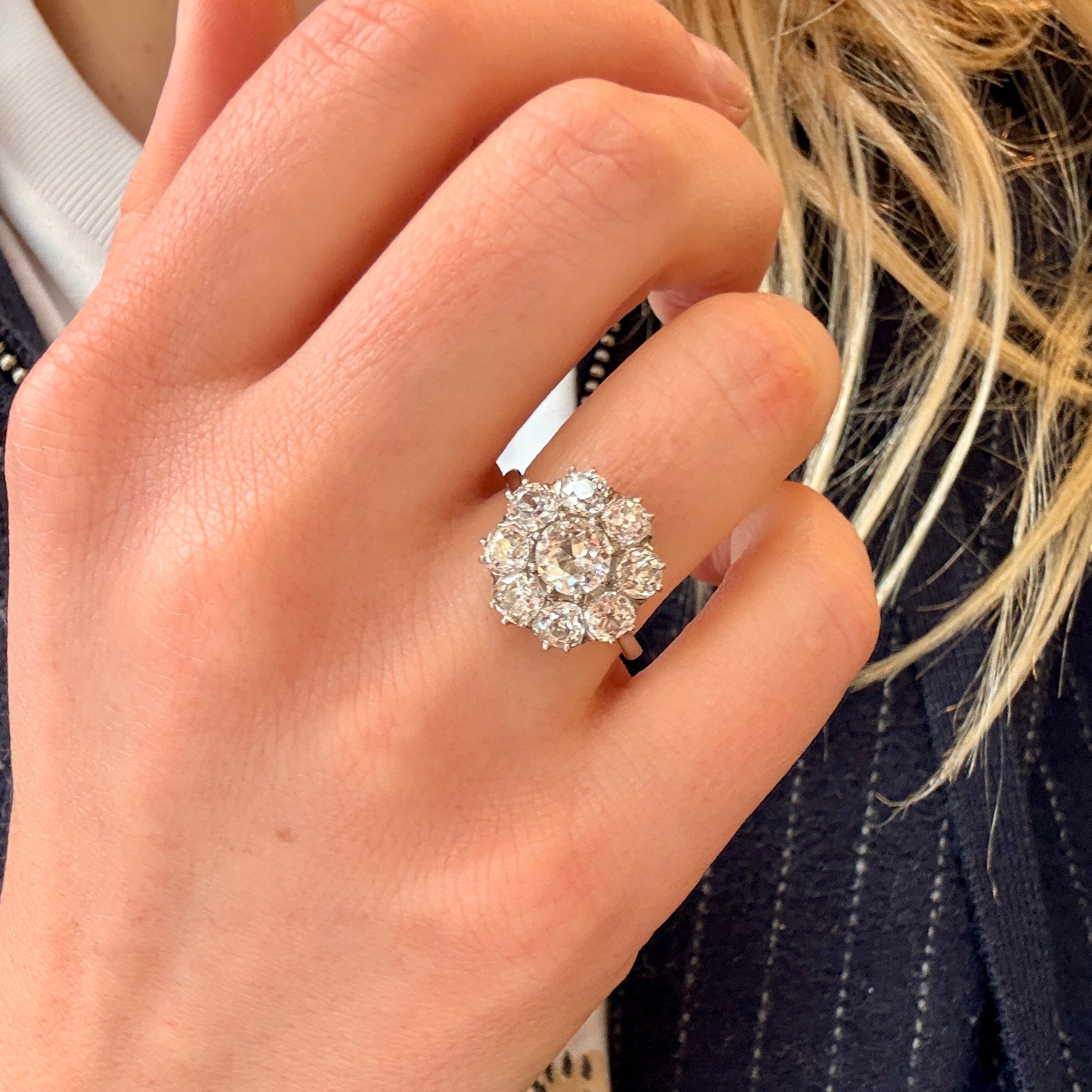 Old European Cut Diamond Cluster Ring-Charlotte Sayers Antique Jewellery