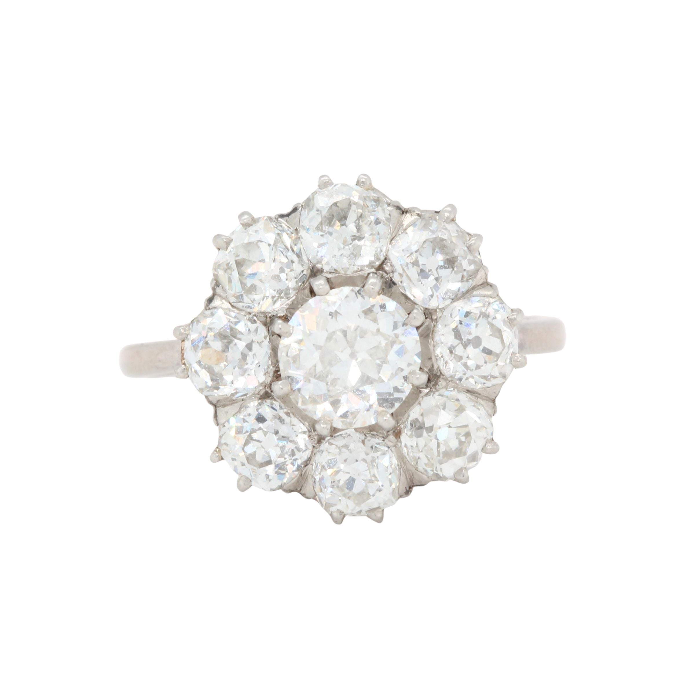 Old European Cut Diamond Cluster Ring-Charlotte Sayers Antique Jewellery