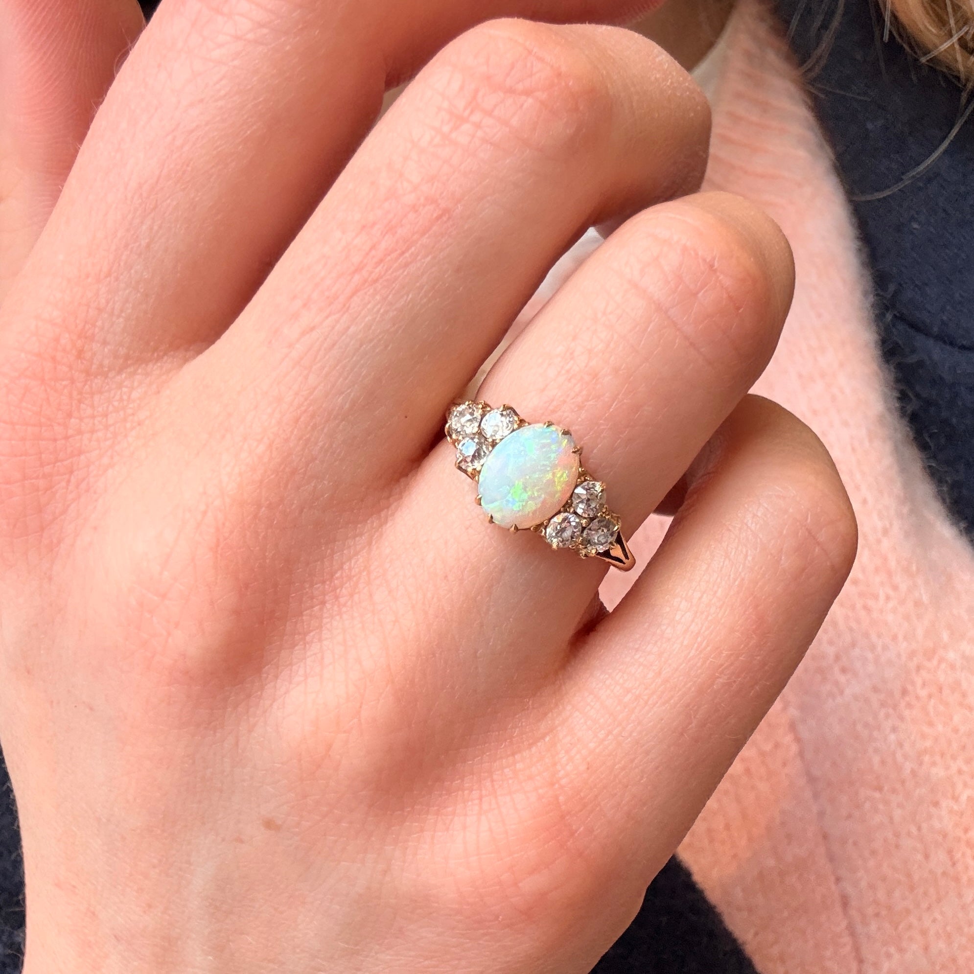 Opal Diamond Ring-Charlotte Sayers Antique Jewellery