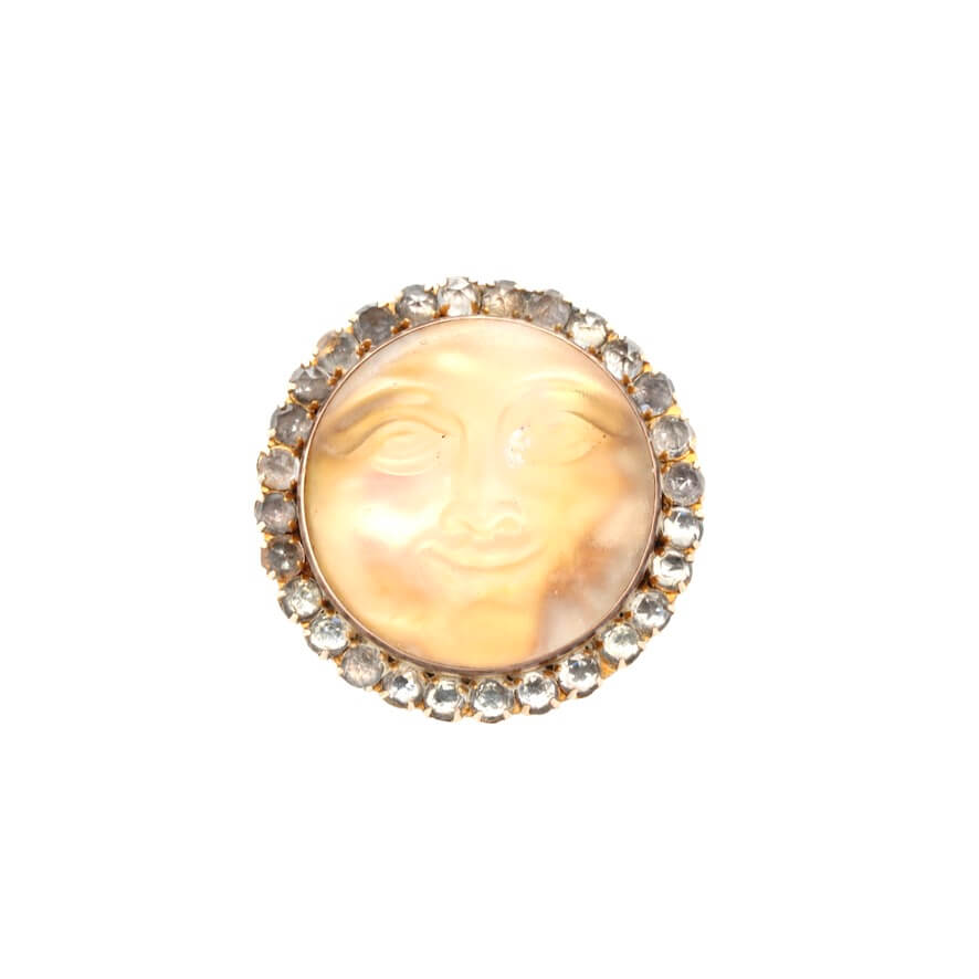 Opalescent Man in the Moon Brooch-Charlotte Sayers Antique Jewellery