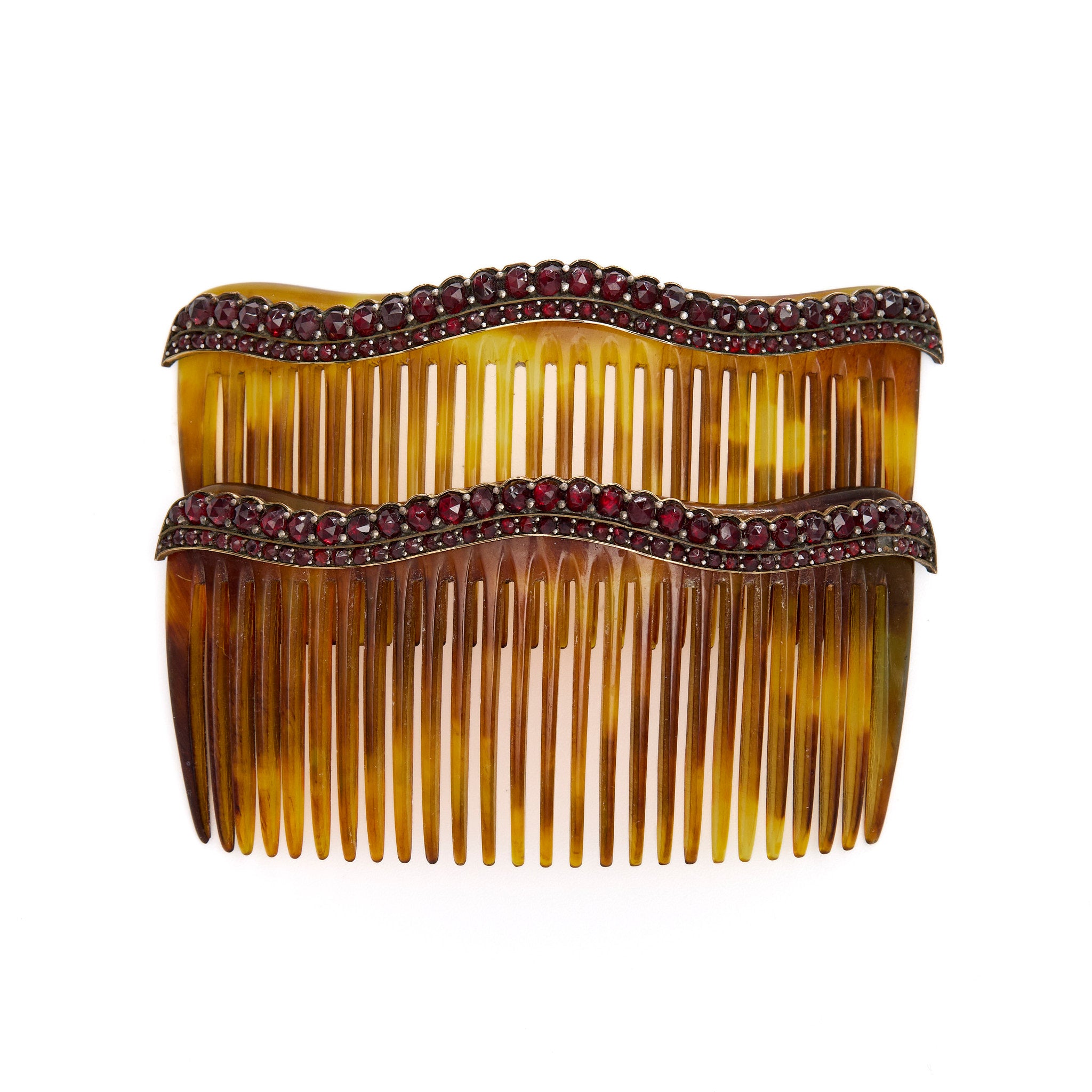 Pair of Victorian Shell Hair Combs-Charlotte Sayers Antique Jewellery