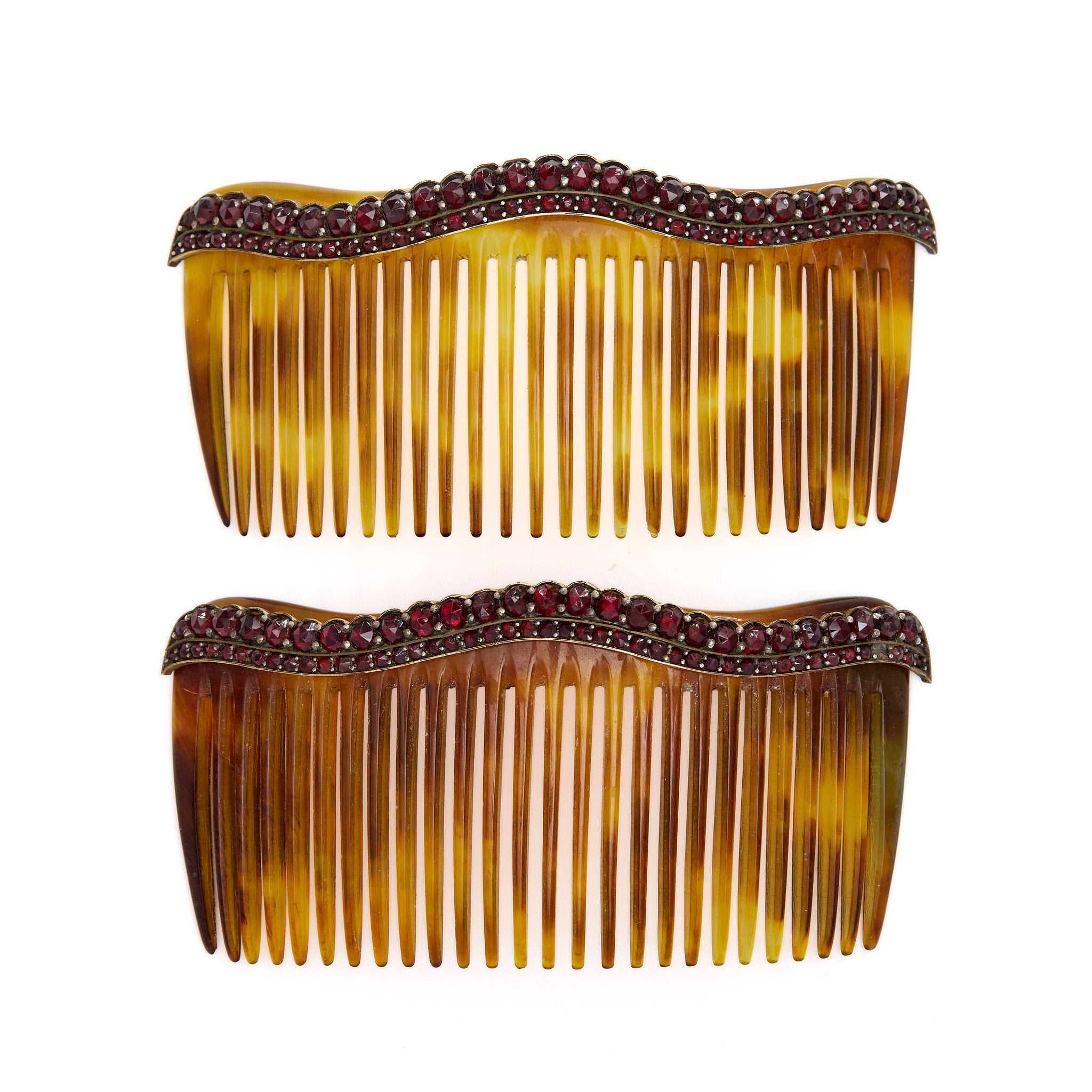 Pair of Victorian Shell Hair Combs-Charlotte Sayers Antique Jewellery