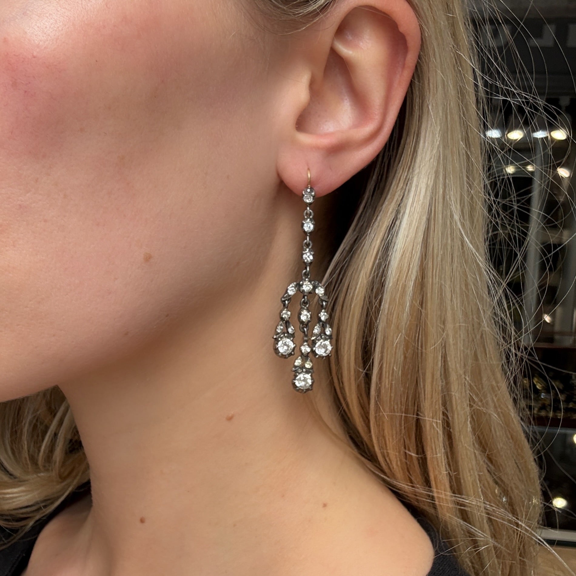 Paste Drop Earrings-Charlotte Sayers Antique Jewellery