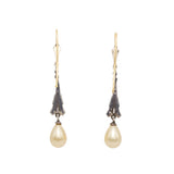 Paste Pearl Silver Drop Earrings-Charlotte Sayers Antique Jewellery