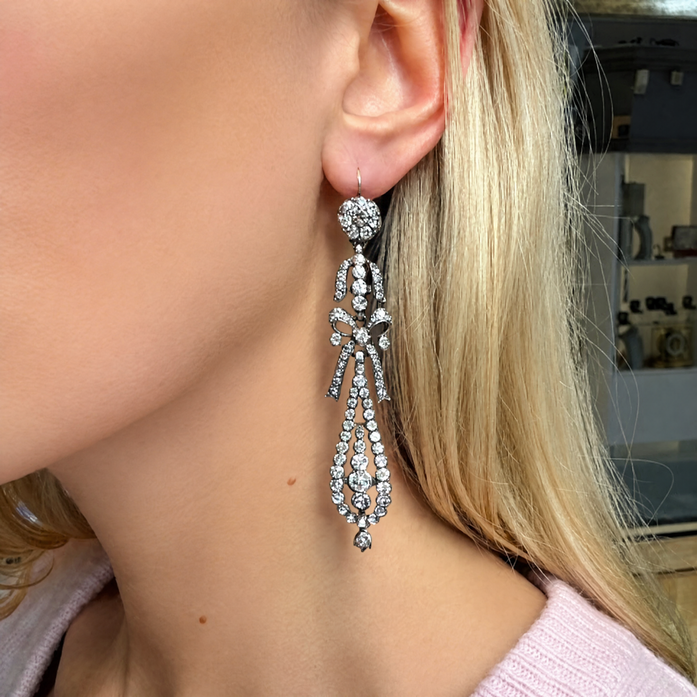 Paste Silver Earrings-Charlotte Sayers Antique Jewellery