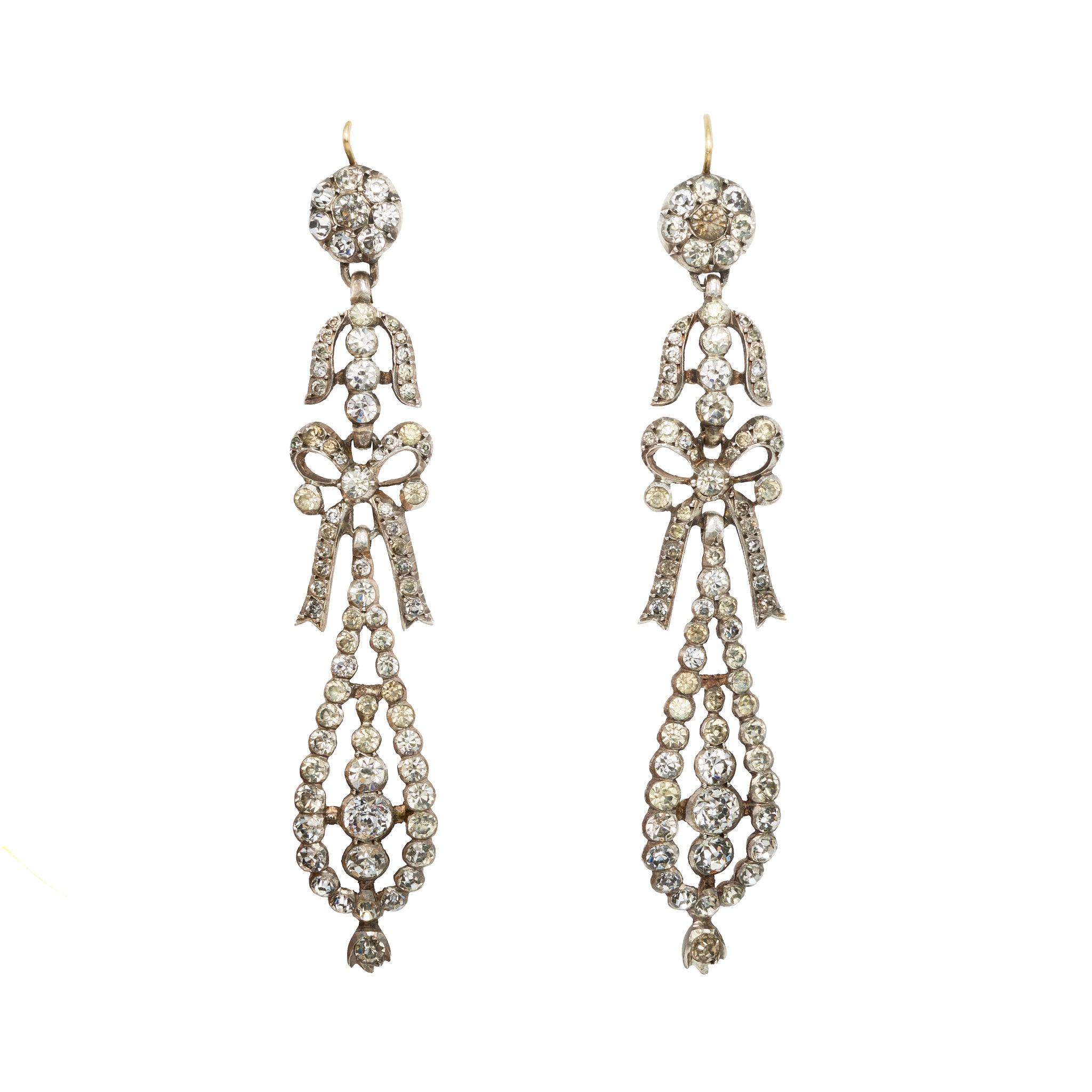 Paste Silver Earrings-Charlotte Sayers Antique Jewellery