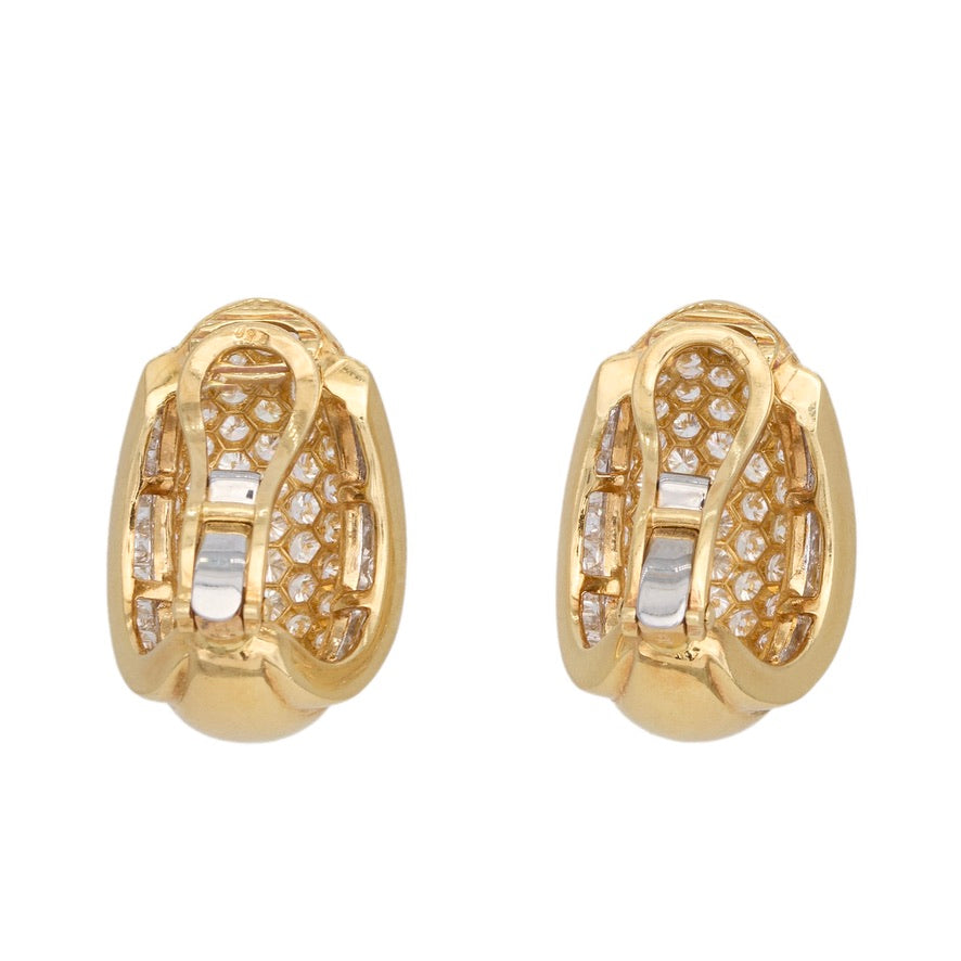 Pavé Diamond Clip Earrings-Charlotte Sayers Antique Jewellery