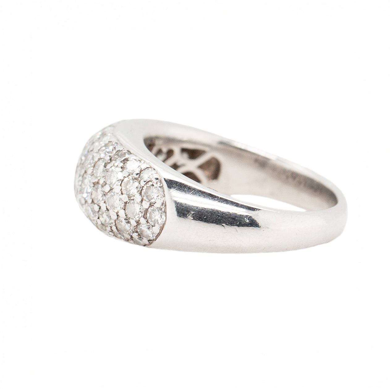 Pavé Set Diamond Bombé Ring-Charlotte Sayers Antique Jewellery