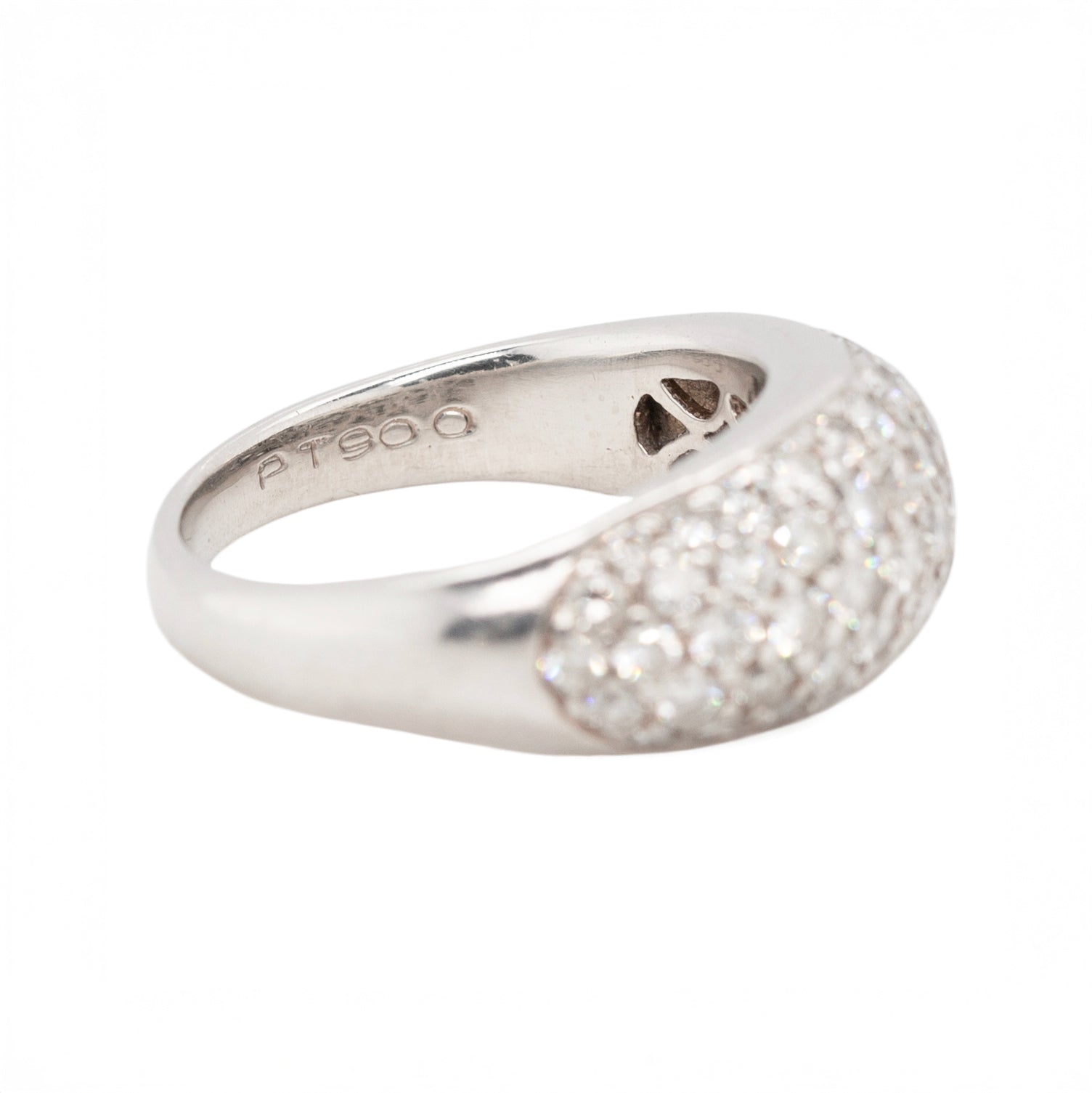 Pavé Set Diamond Bombé Ring-Charlotte Sayers Antique Jewellery