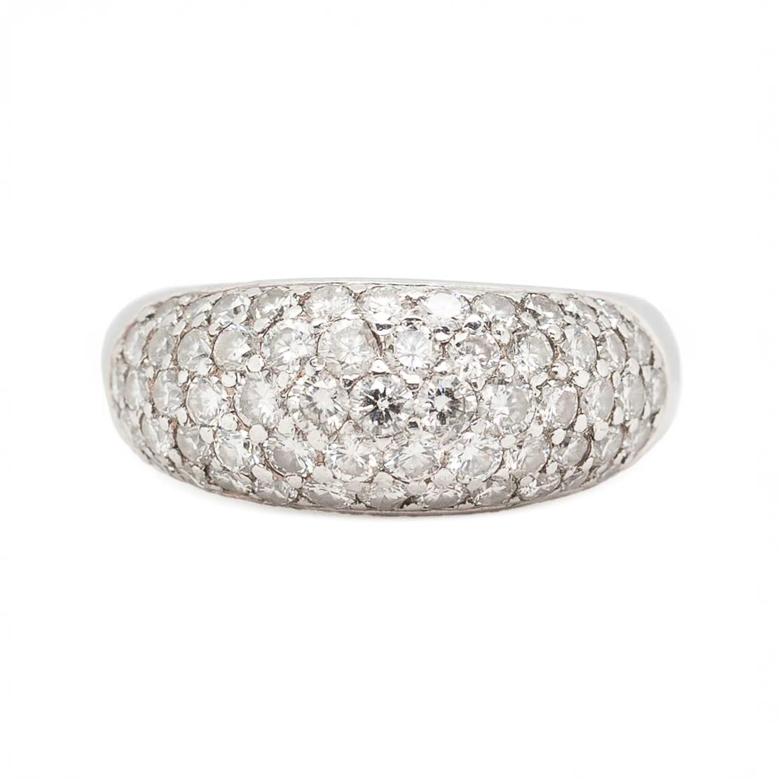 Pavé Set Diamond Bombé Ring-Charlotte Sayers Antique Jewellery