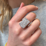 Pavé Set Old European Cut Diamond Plaque Ring-Charlotte Sayers Antique Jewellery