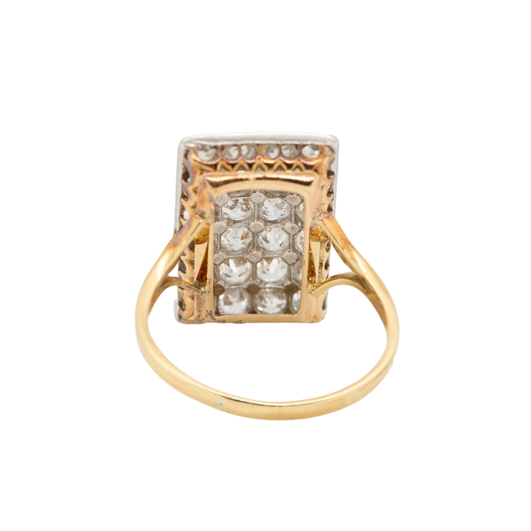 Pavé Set Old European Cut Diamond Plaque Ring-Charlotte Sayers Antique Jewellery