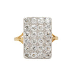 Pavé Set Old European Cut Diamond Plaque Ring-Charlotte Sayers Antique Jewellery