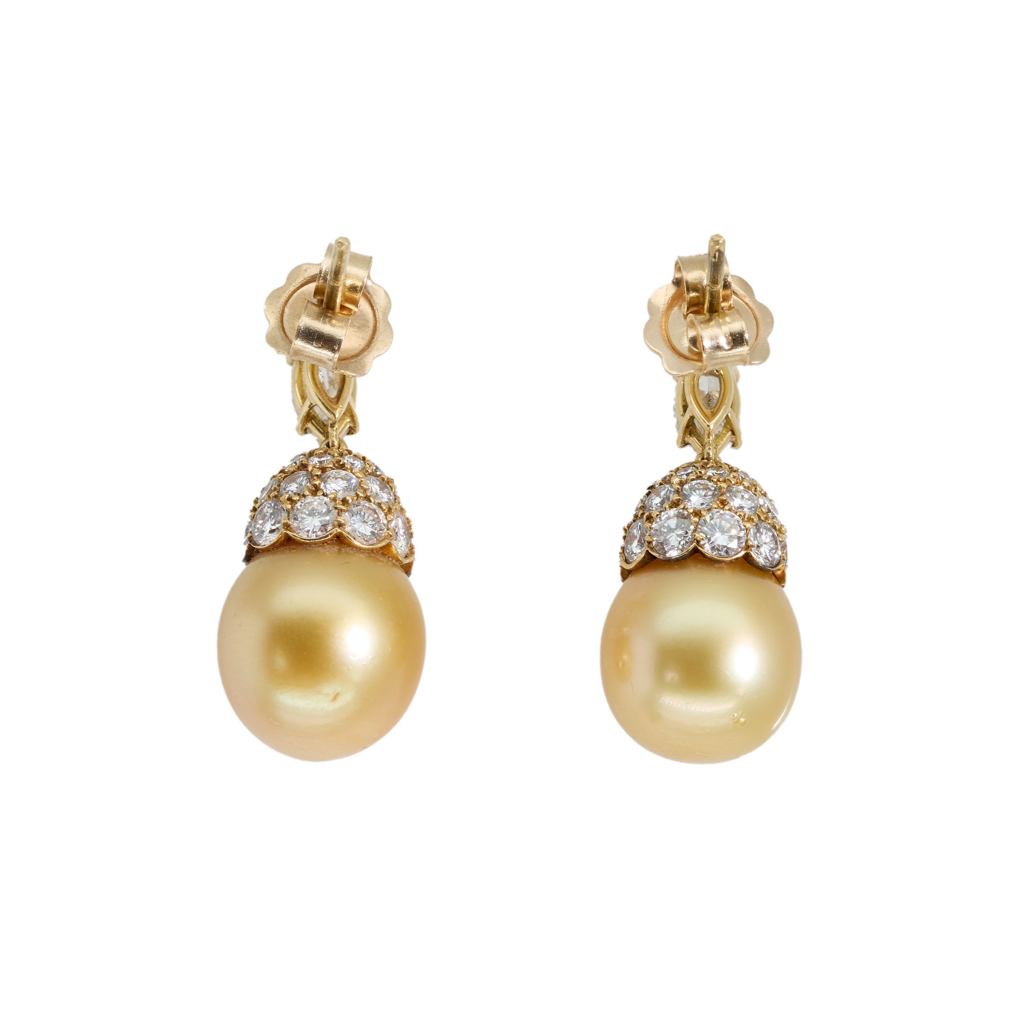 Pearl Diamond Earrings-Charlotte Sayers Antique Jewellery