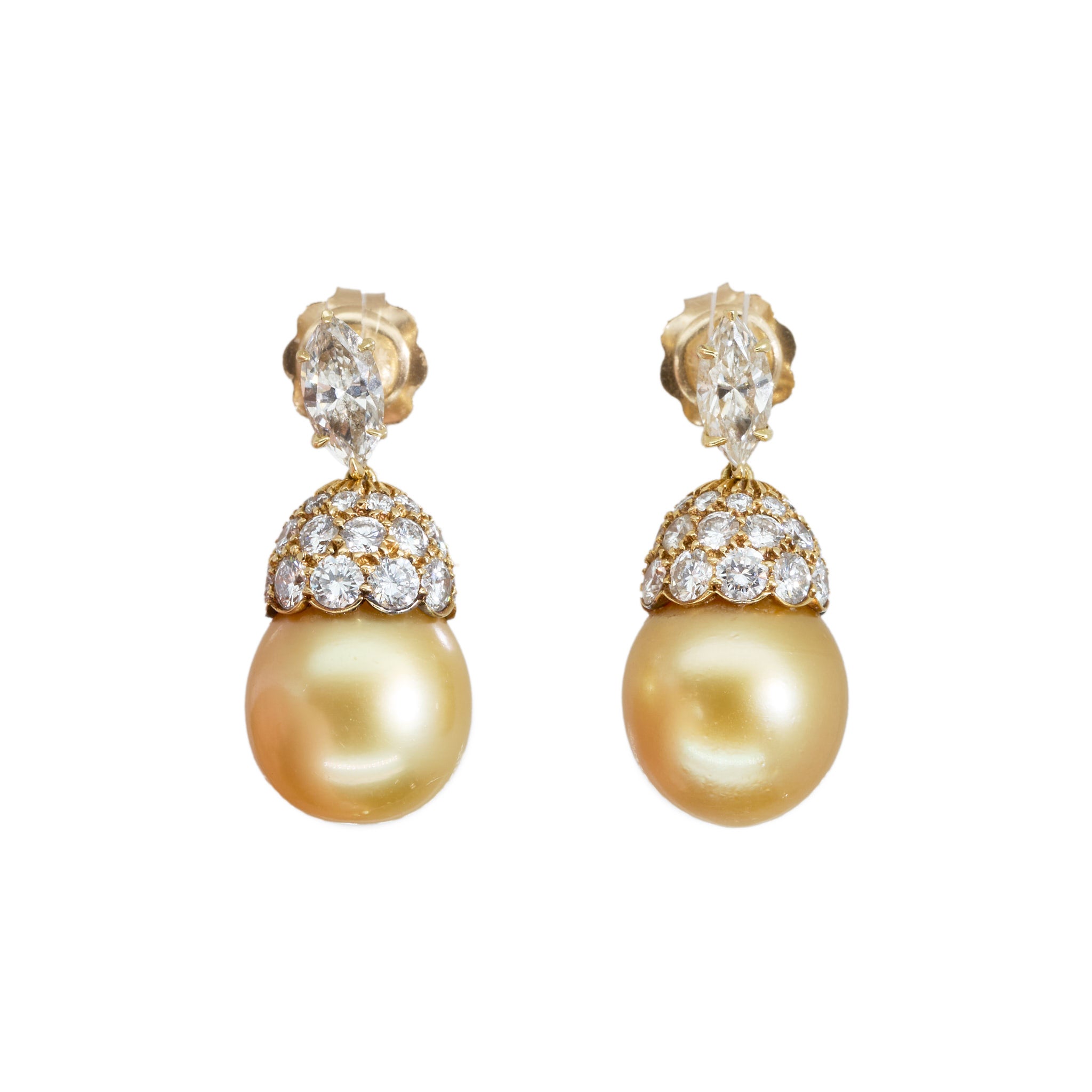 Pearl Diamond Earrings-Charlotte Sayers Antique Jewellery
