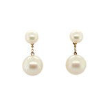 Pearl Double Drop Earrings-Charlotte Sayers Antique Jewellery