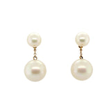 Pearl Double Drop Earrings-Charlotte Sayers Antique Jewellery