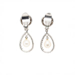 Pearl and Diamond Drop Earrings-Charlotte Sayers Antique Jewellery