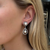 Pearl and Diamond Drop Earrings-Charlotte Sayers Antique Jewellery